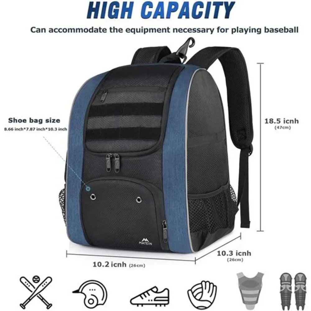 Baseball Backpack, Lightweight Softball Bags with Shoes Compartment for Men